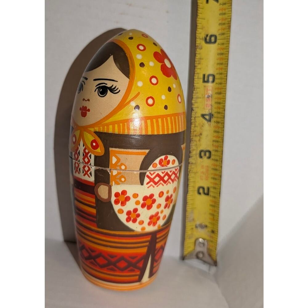 Vintage Rare Wooden Set 6 Russian Nesting Dolls 6" Made in USSR - Picture 7 of 7
